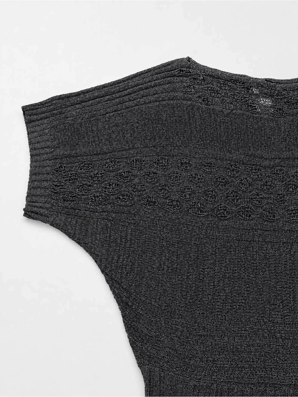 Umgee USA Women’s Size L Charcoal Gray Open Knit Batwing Sweater Top - Picture 3 of 9